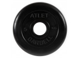 Диск обрезиненный d51мм MB Barbell Atlet 5кг черный MB-AtletB51-5