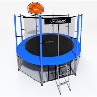 Батут i-Jump Classic Basket 14FT 427 см с нижней сетью и лестницей синий