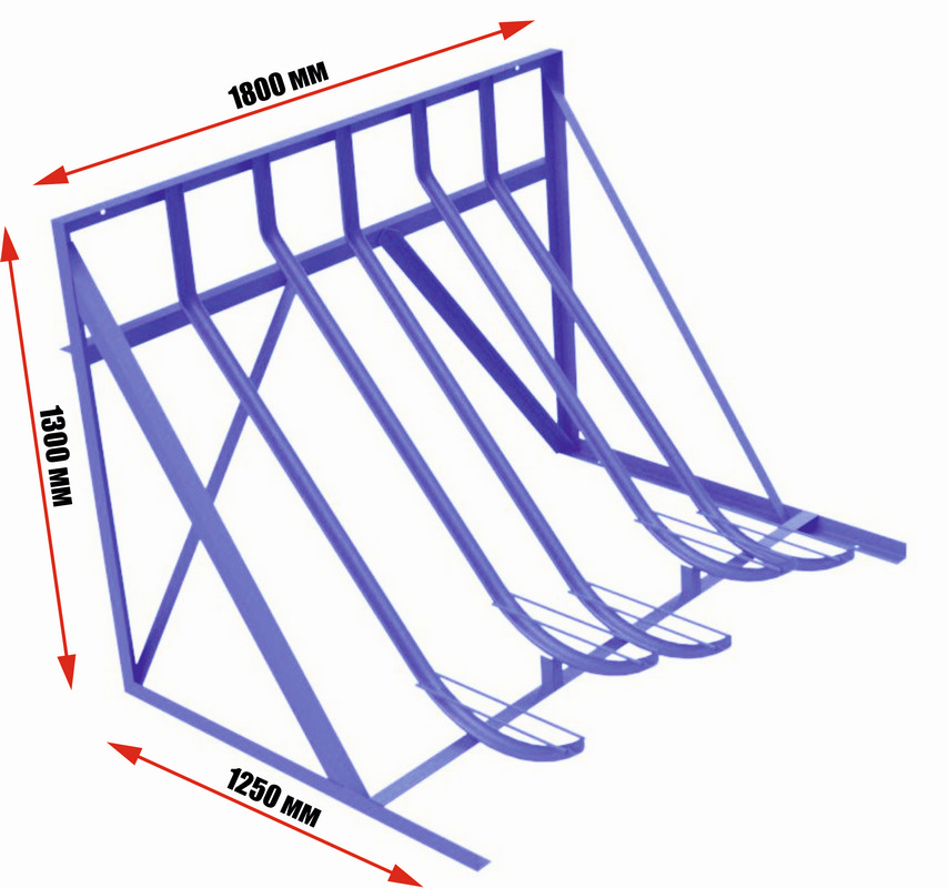 Велопарковка с креплением к стене и полу на 5 мест Glav 14.517 854_800