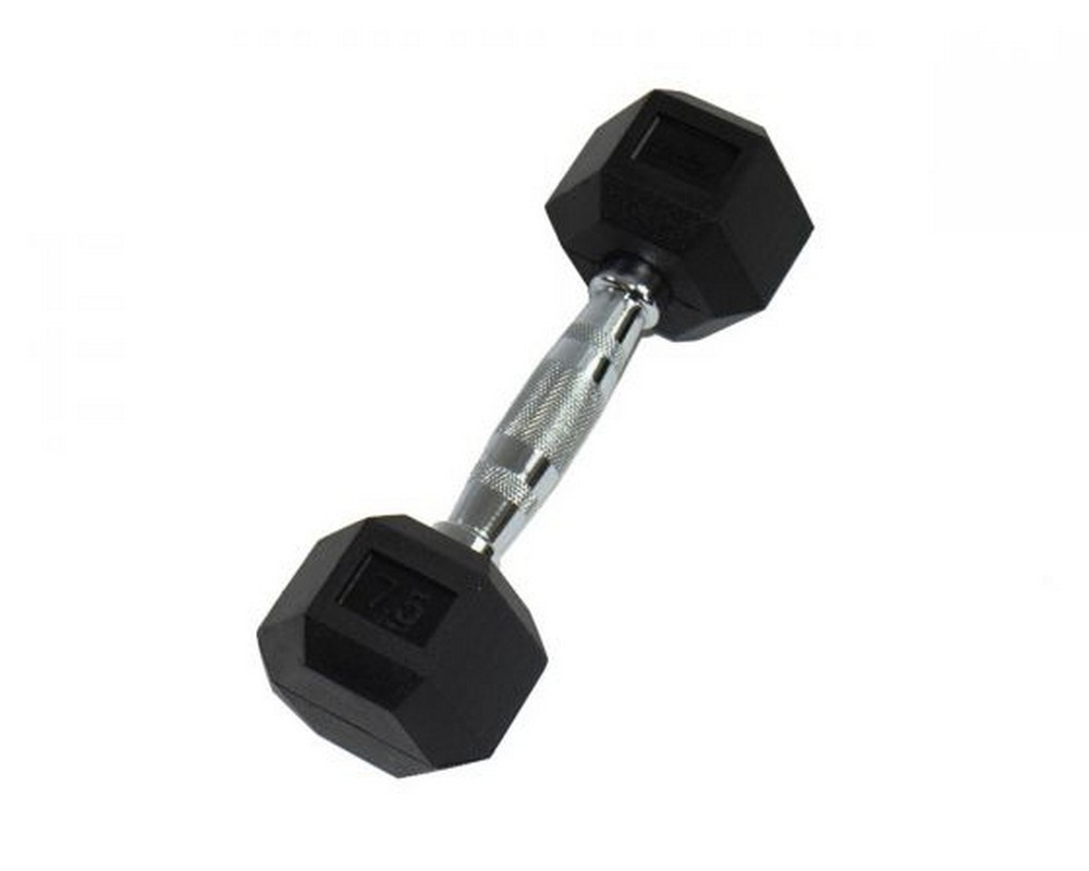 Гантель 27,5кг Perform Better Rubber Encased Hex Dumbbells 4137-27.5\BK-27-00 1000_800