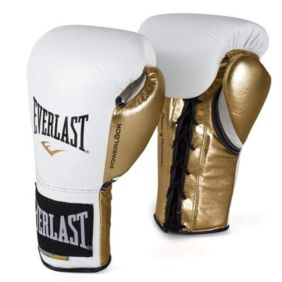 Перчатки боевые 8oz Everlast Powerlock P00000631 белый\золотой 1200_1200