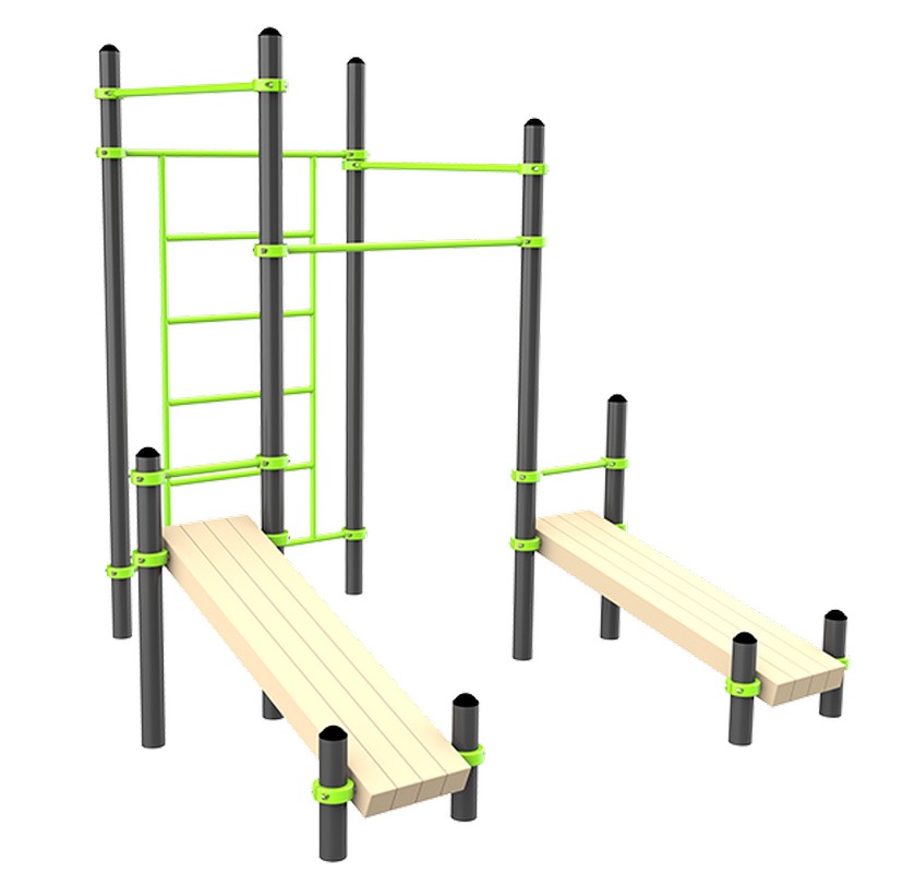 Воркаут (3 турника, шведская стенка, 2 наклонные скамьи) Zavodsporta W221 828_800