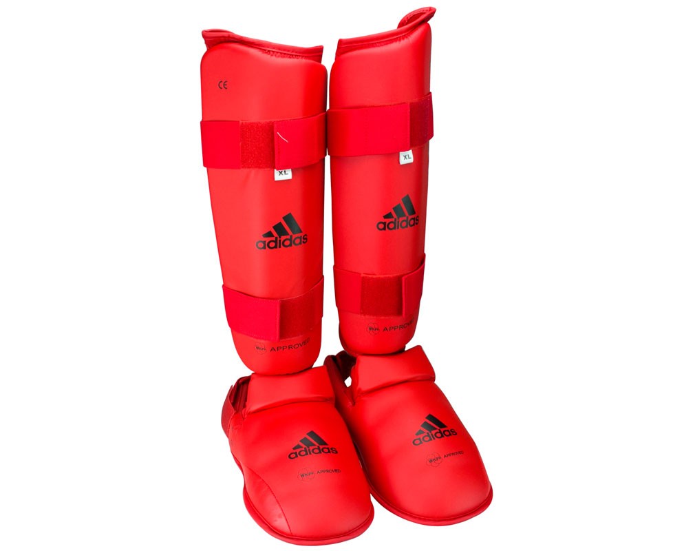 Защита голени и стопы Adidas WKF Shin & Removable Foot красная 661.35 978_800