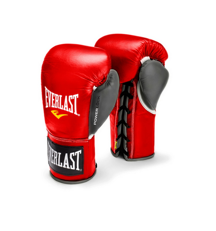 Перчатки боевые Everlast Powerlock 10oz XL красный/серый 27111070000 750_800