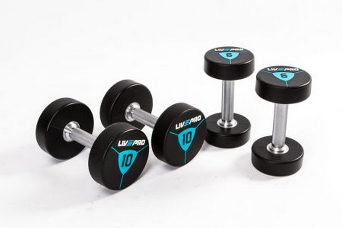 Гантели в уретане 14 кг Live Pro Premium Urethane Dumbbells LP8000-14 1200_800